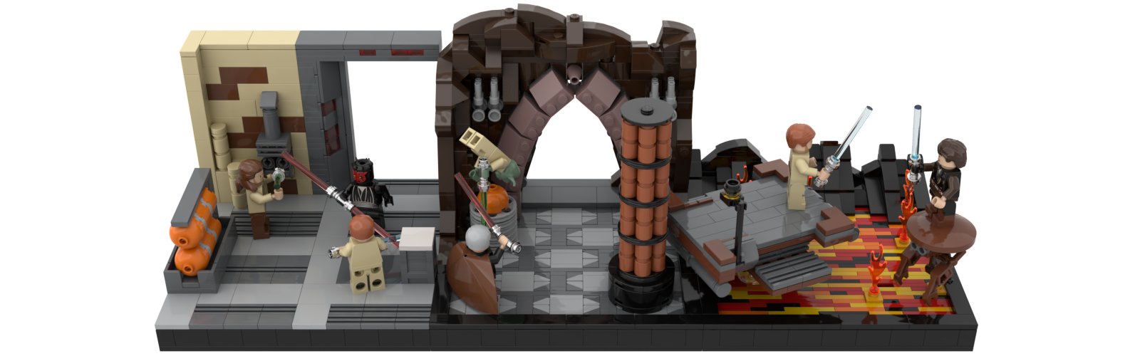 Lego MOC Star Wars mini displays Episodes I-II-III